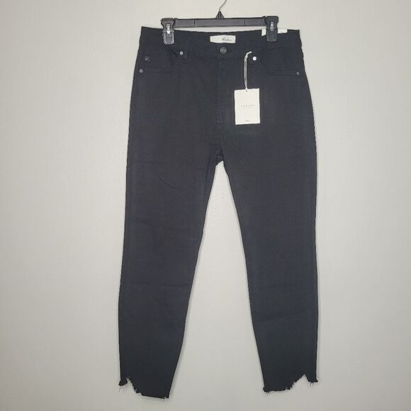 Kancan black high rise shark bite hem Ankle skinny Emo jeans size 31 NWT - Picture 1 of 7